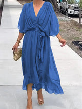 Jade | Stylish V-Neck Draped Midi Dress