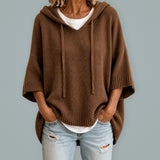 ORIANA™ Hooded Knit Poncho Sweater