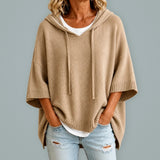 ORIANA™ Hooded Knit Poncho Sweater