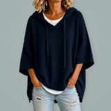 ORIANA™ Hooded Knit Poncho Sweater