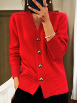 Estelle  Women's casual winter flat wool yarn wool yarn button Cardigan
