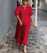 Whitney | Elegant Puff Sleeve Midi Dress
